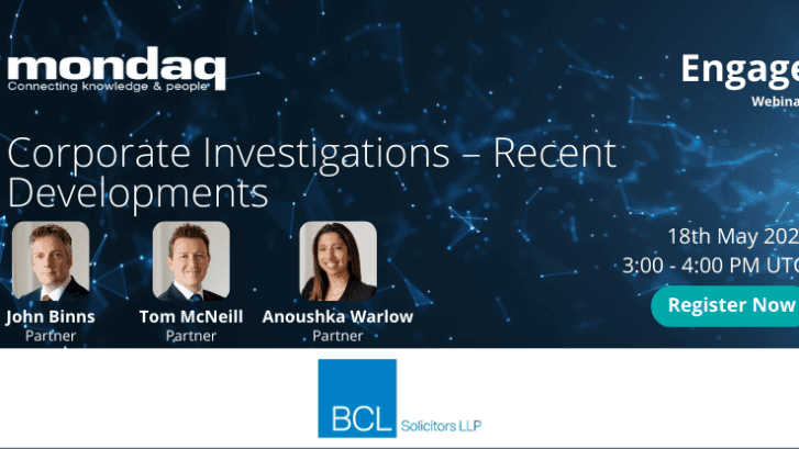 Photo of Webinar: Corporate Investigations – Recent Developments